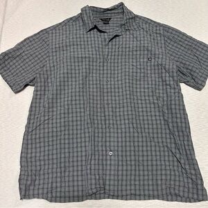Marmot Button Up Shirt Mens XXL Blue Short Sleeve Polyester Hiking Outdoors‎